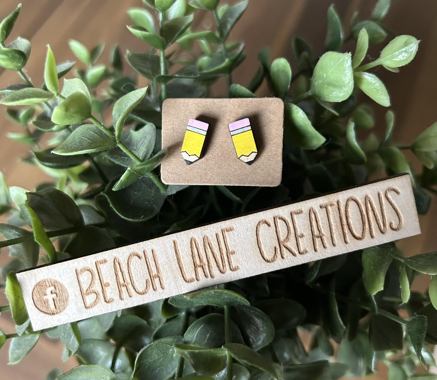 Wooden Pencil Stud Earrings