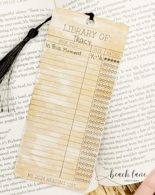 Wooden Book Tracker Bookmark