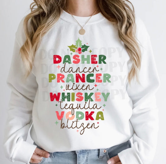 Reindeer and Alcohol List Crew Neck