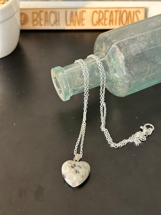 Kiwi Jasper Heart Necklace