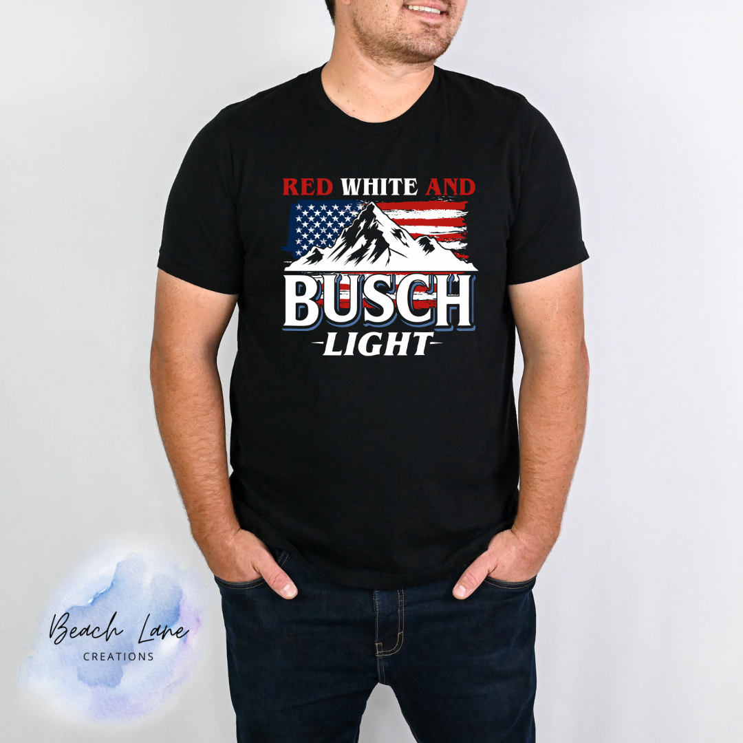 Red White and Busch Light Tee