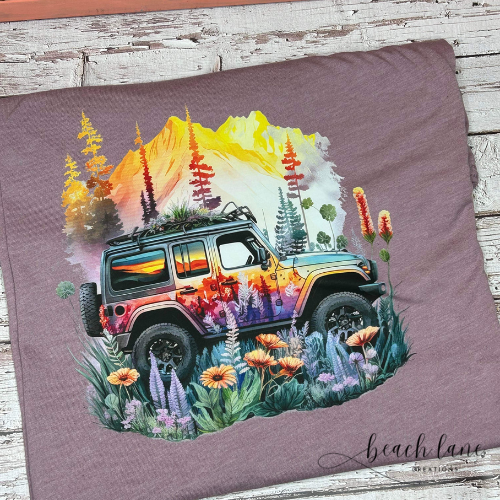 Floral Mountain Jeep Tee