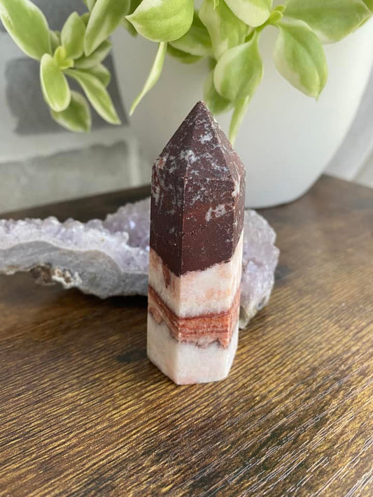 Red Banded Calcite Point