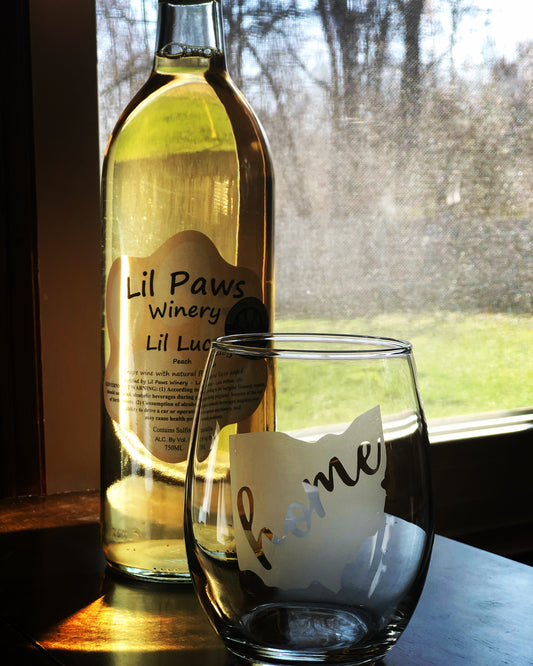 Ohio "Home" Etched Wine Glass