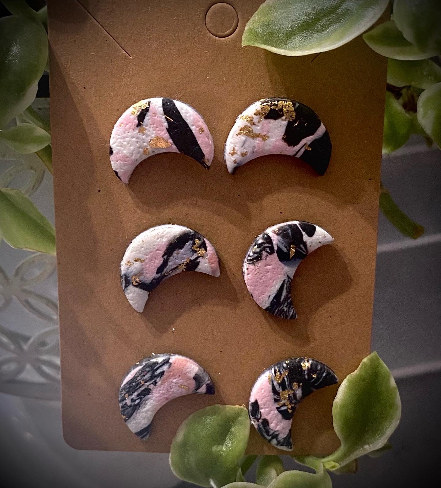 Handmade Polymer Clay Moon Earrings